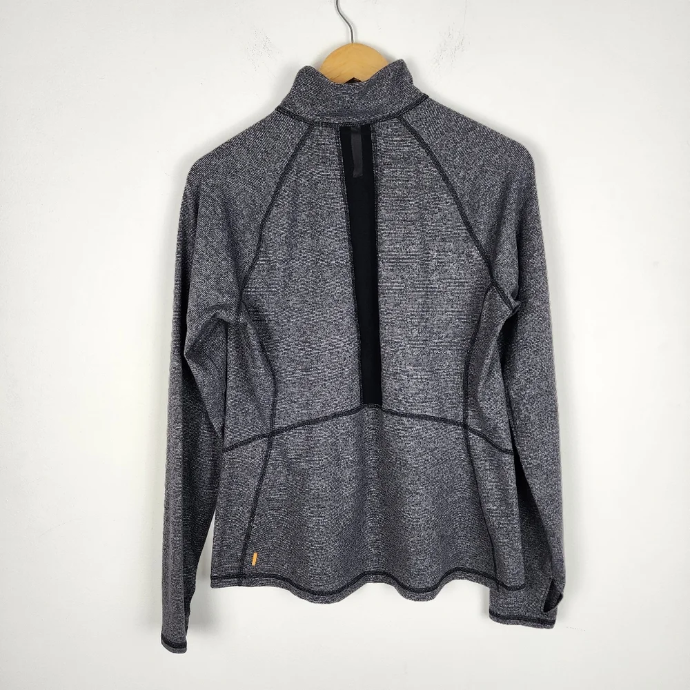Lucy Activewear Heathered Gray Half-Zip Pullover - Mesh Back & Thumbholes Size L - Picture 3 of 11